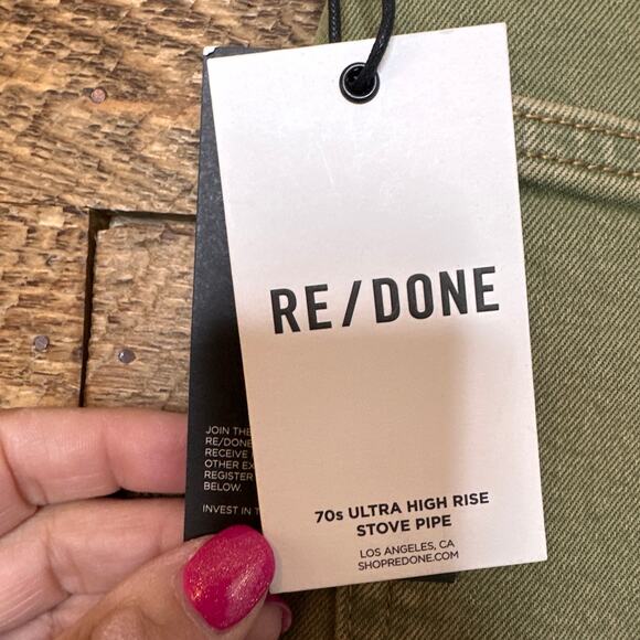 RE/DONE 70's Ultra High Rise Stove Pipe Jeans in Washed Sage Size 28 NWT - Picture 9 of 11